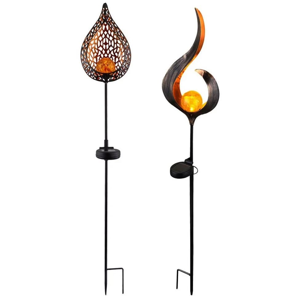 GLOBO LIGHTING Solarleuchte 2er Set mit Flammeneffekt