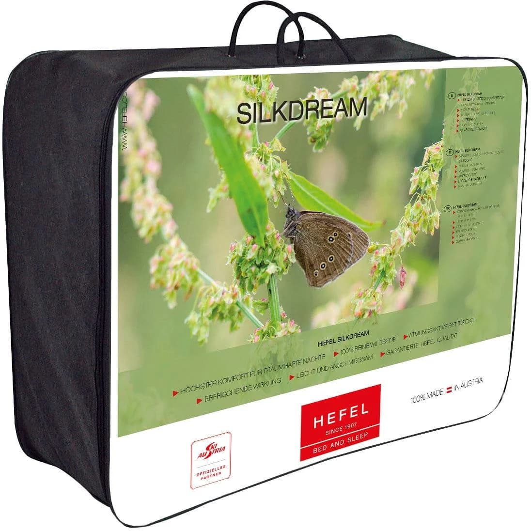 HEFEL Silk Dream Naturfaserbettdecke Weiß 100% Seide Baumwolle