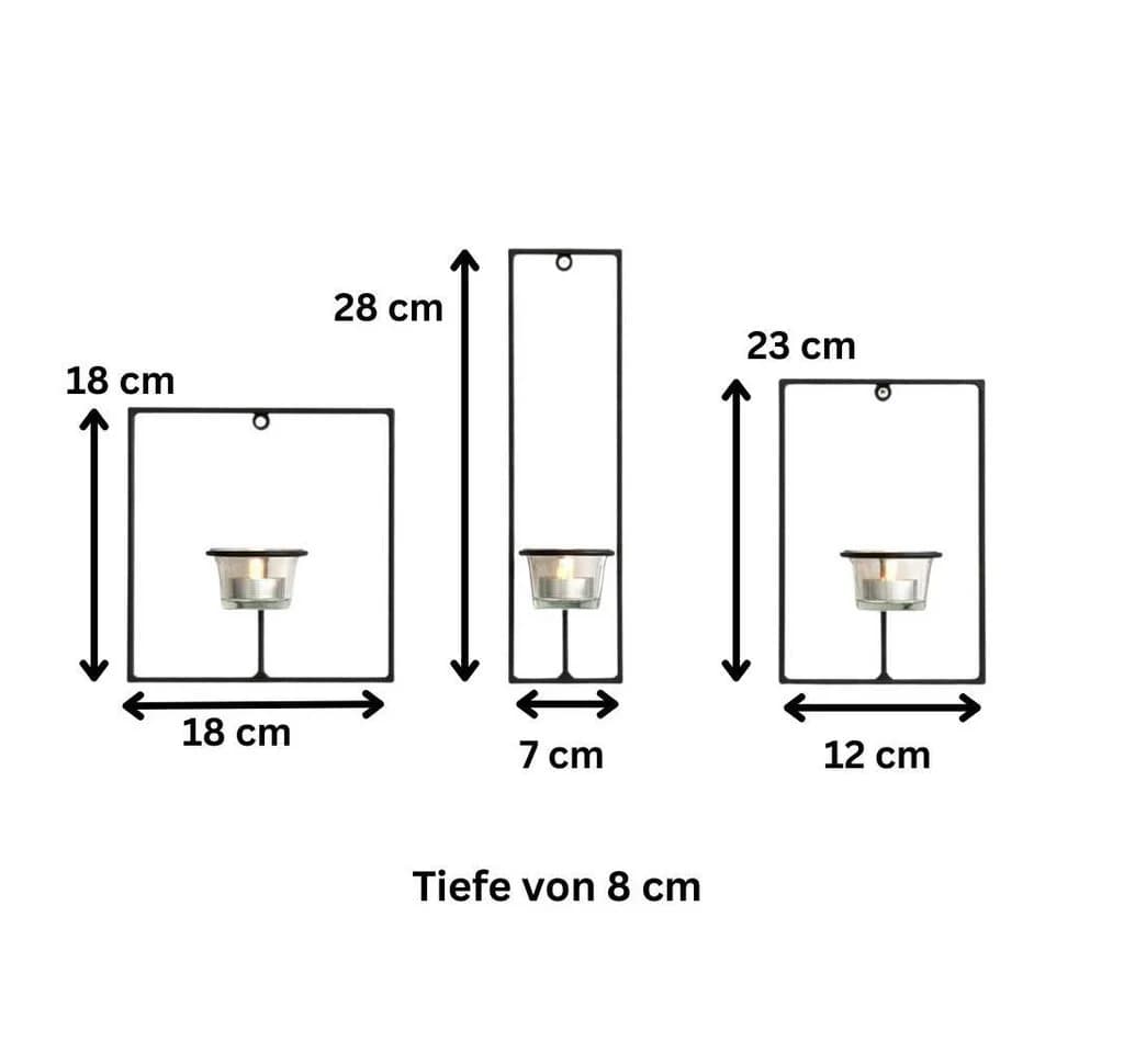 DanDiBo Wandkerzenhalter 3-tlg. Schwarz Metall Modern