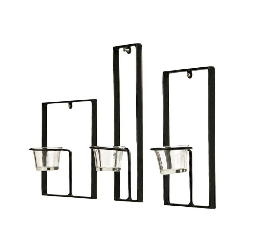 DanDiBo Wandkerzenhalter 3-tlg. Schwarz Metall Modern - Bild 4