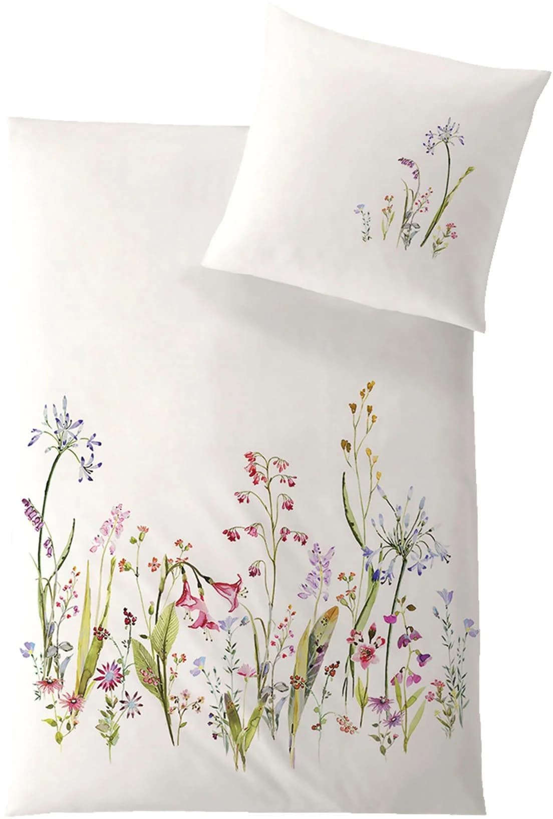 HEFEL Wendebettwäsche 135x200 cm Weiß Floral Lyocell