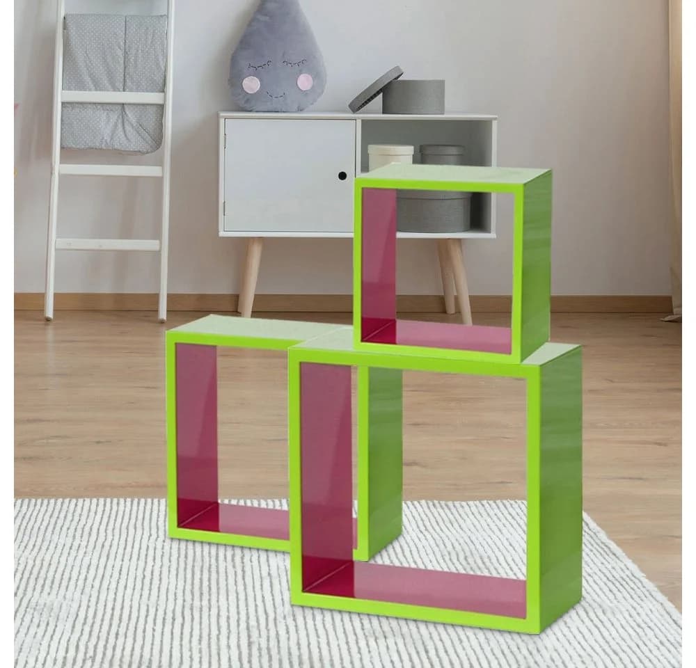 Bhp Design-Regal 3-teilig MDF Hochglanz Grün/Pink - Bild 3