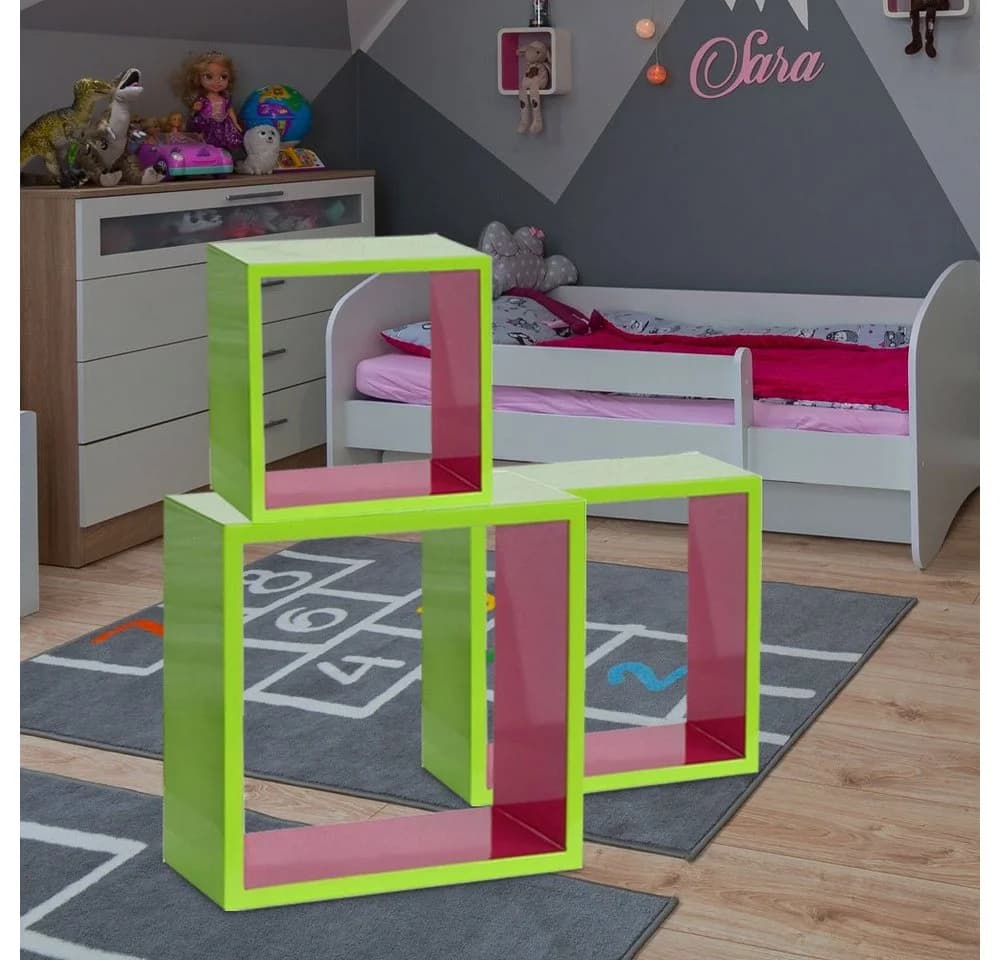 Bhp Design-Regal 3-teilig MDF Hochglanz Grün/Pink - Bild 4