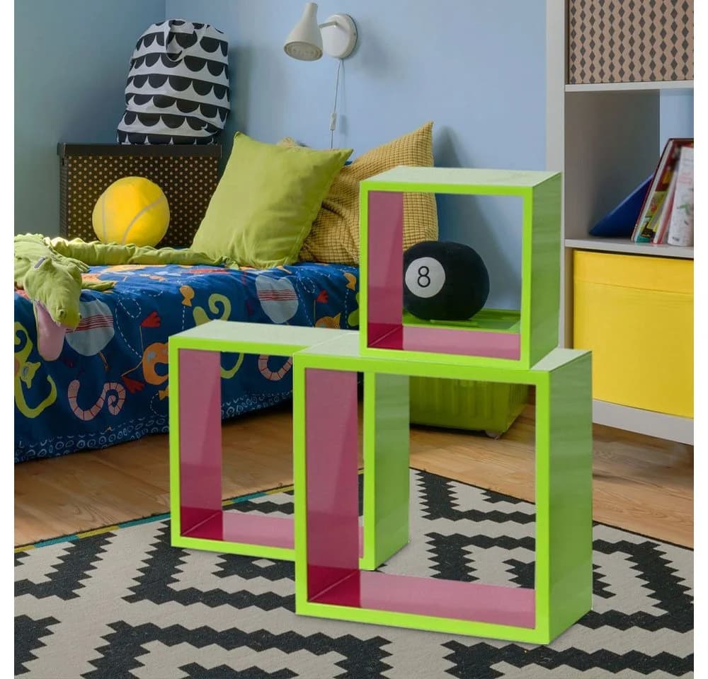 Bhp Design-Regal 3-teilig MDF Hochglanz Grün/Pink - Bild 5