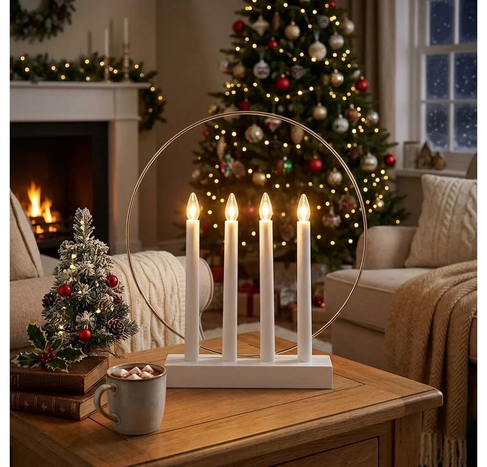 EGLO LED Kerzenständer Weiß mit 4 warmweißen LEDs - Bild 4