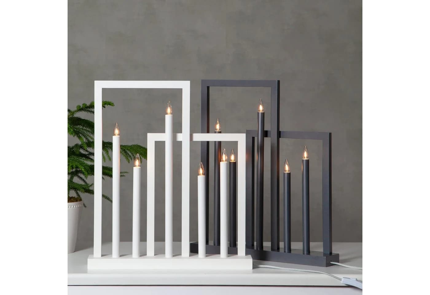 EGLO Kerzenständer FRAME Anthrazit Holz Metall mit LED Warmweiß