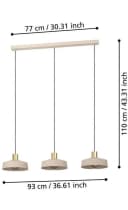 EGLO VALDIOLA Hängeleuchte 3-flammig Beige/Messing Stahl Bild 4