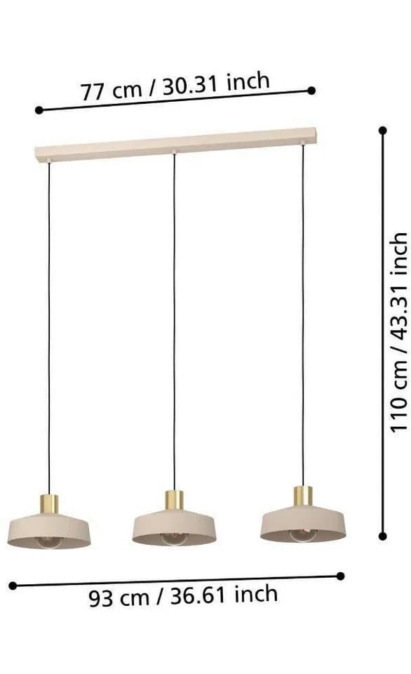 EGLO VALDIOLA Hängeleuchte 3-flammig Beige/Messing Stahl - Bild 4