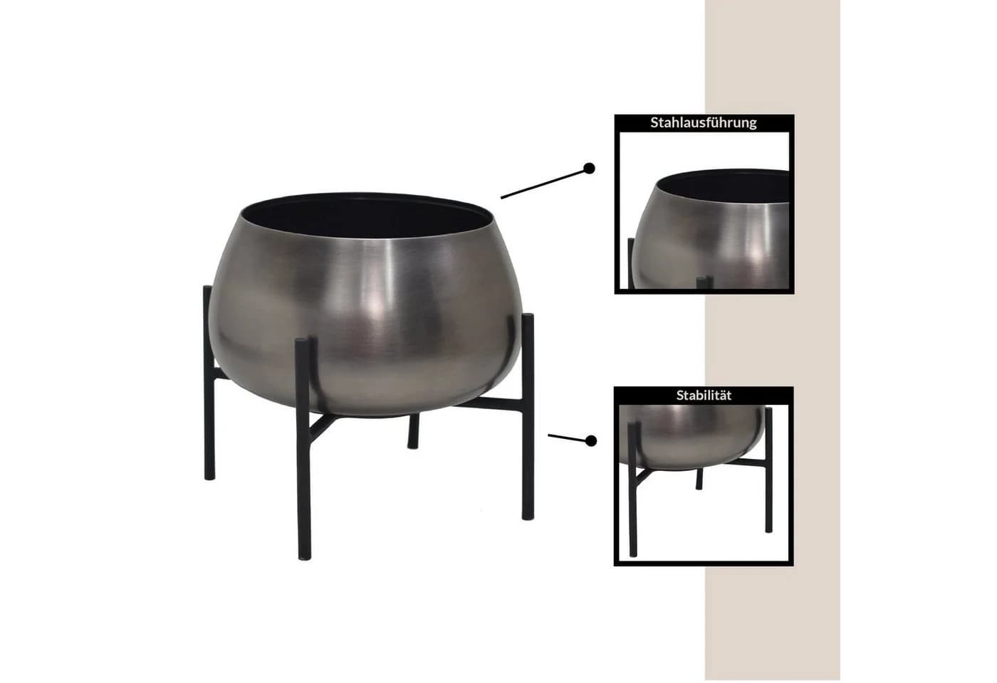 EGLO Living Übertopf Sakata Metall Nickel-Antik Schwarz - Bild 4