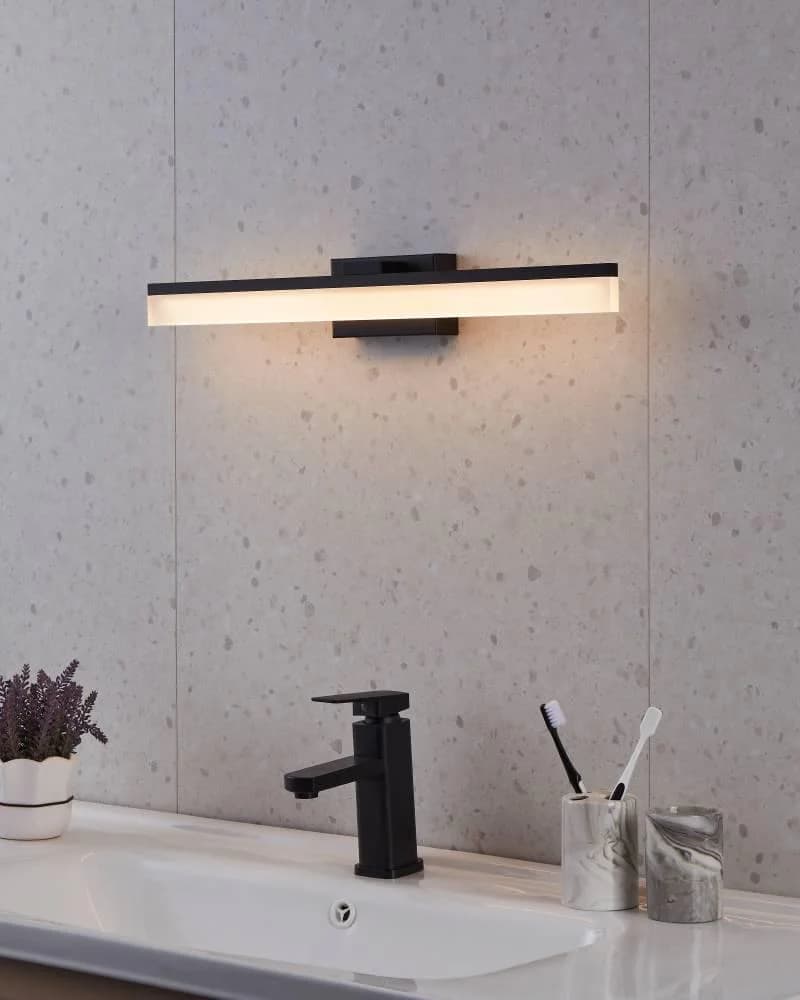 EGLO Wandleuchte PALMITAL Schwarz Satiniert LED Badlampe IP44
