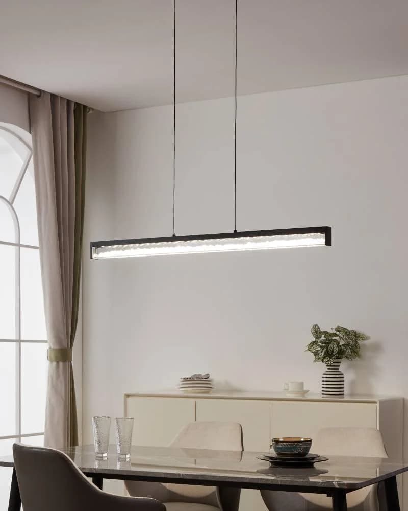Glamouröse Hängeleuchte aus Stahl, Aluminium, Glas und Kristall