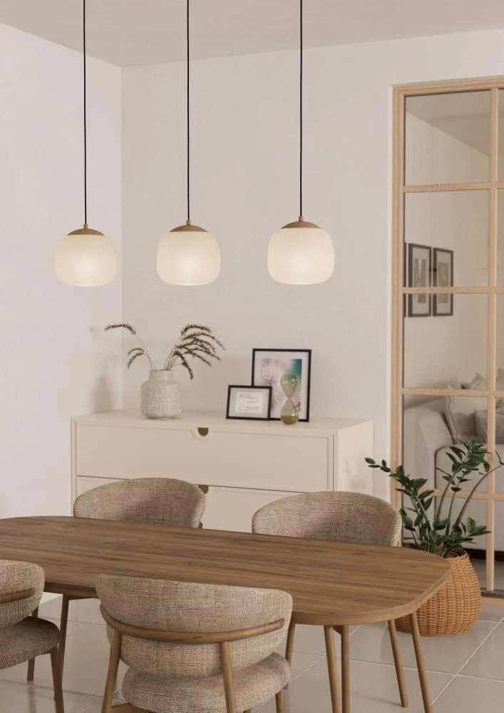EGLO COMINIO Hängeleuchte Taupe 3x E27 Glas Stahl
