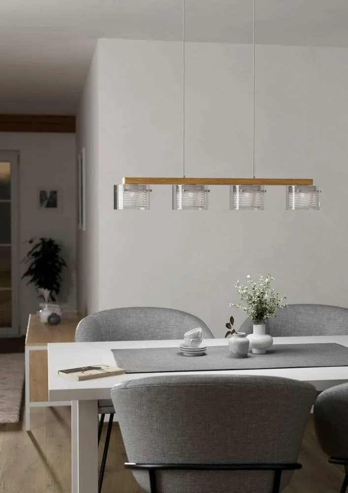 EGLO PORTICO-Z Hängeleuchte Holz Weiß RGB Smart Home LED