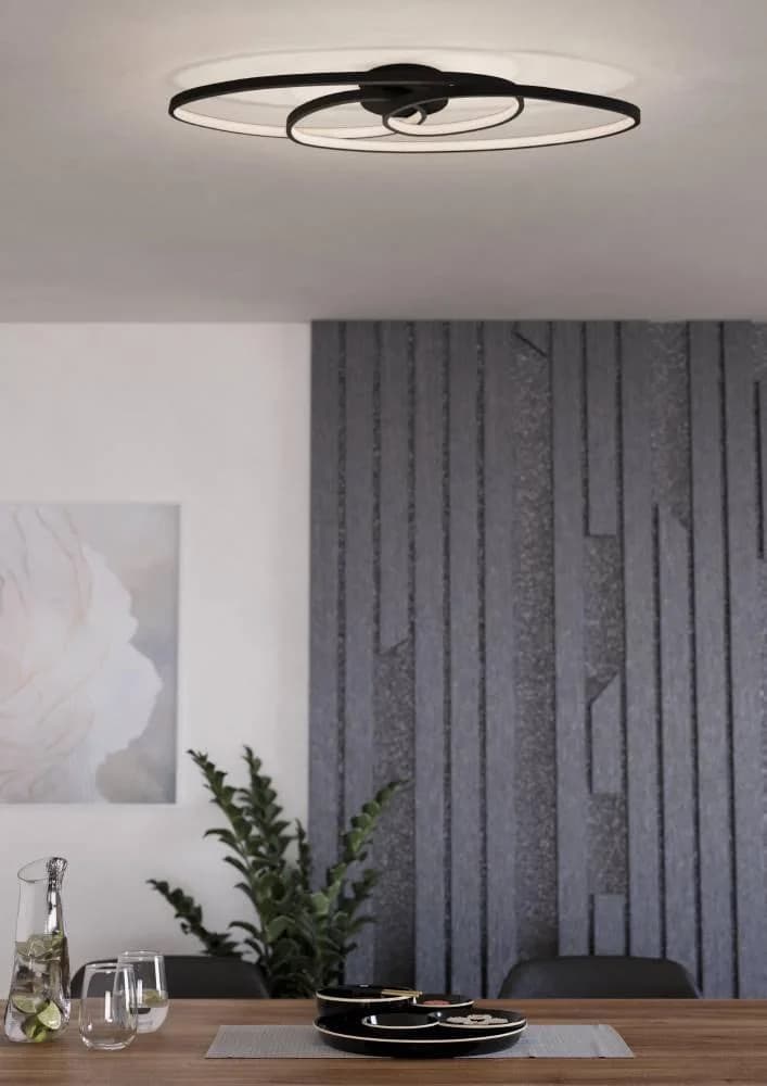 EGLO Deckenleuchte GIANELLA Deckenlampe Alu Stahl Kunststoff IP20 Wohnzimmerlampe Schwarz Weiß