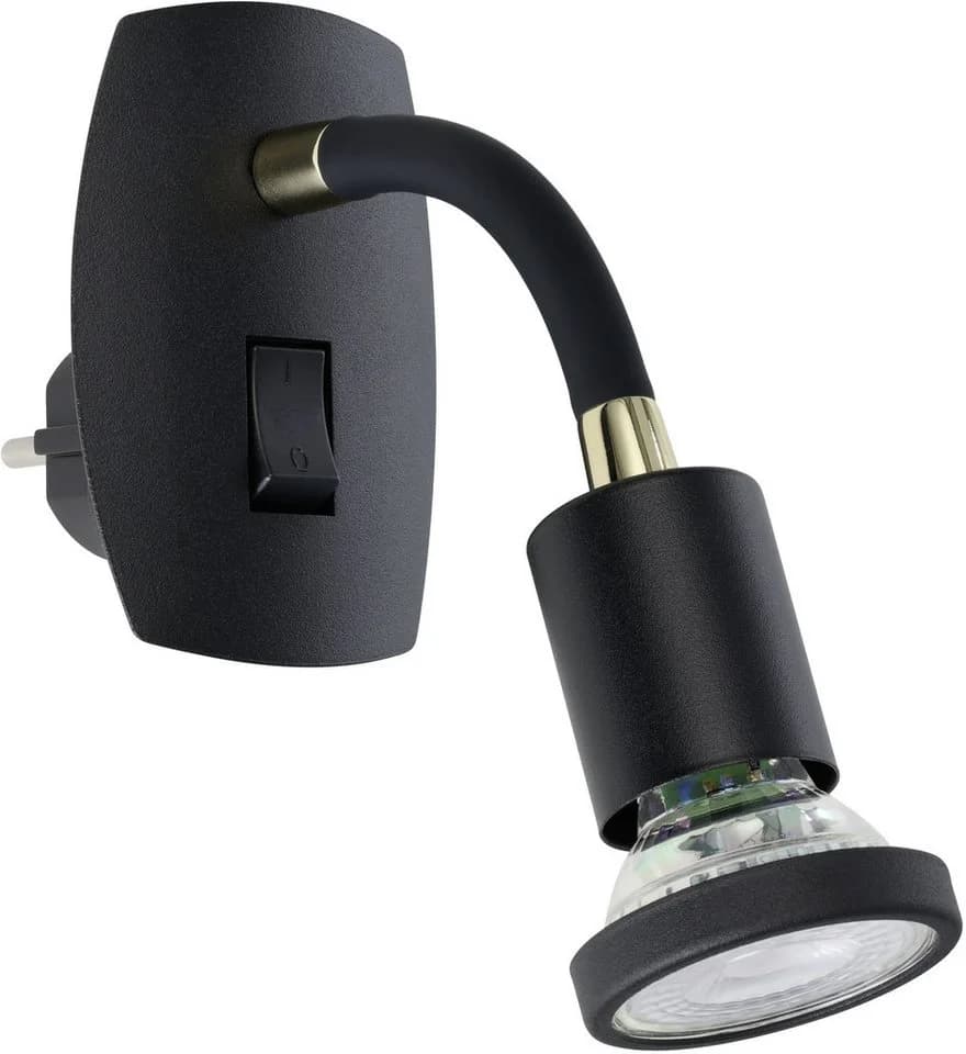 EGLO Steckdosenleuchte PARRINI Steckerlampe Schwarz Messing - Bild 2