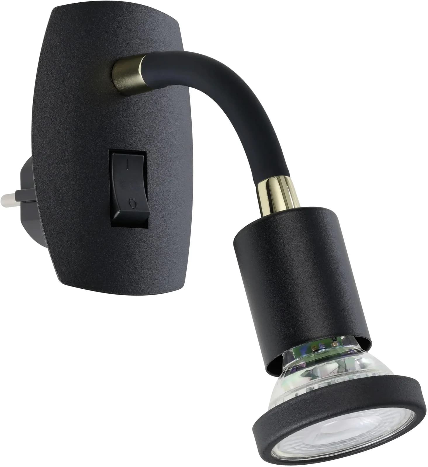 EGLO Steckdosenleuchte PARRINI Steckerlampe Schwarz Messing - Bild 3
