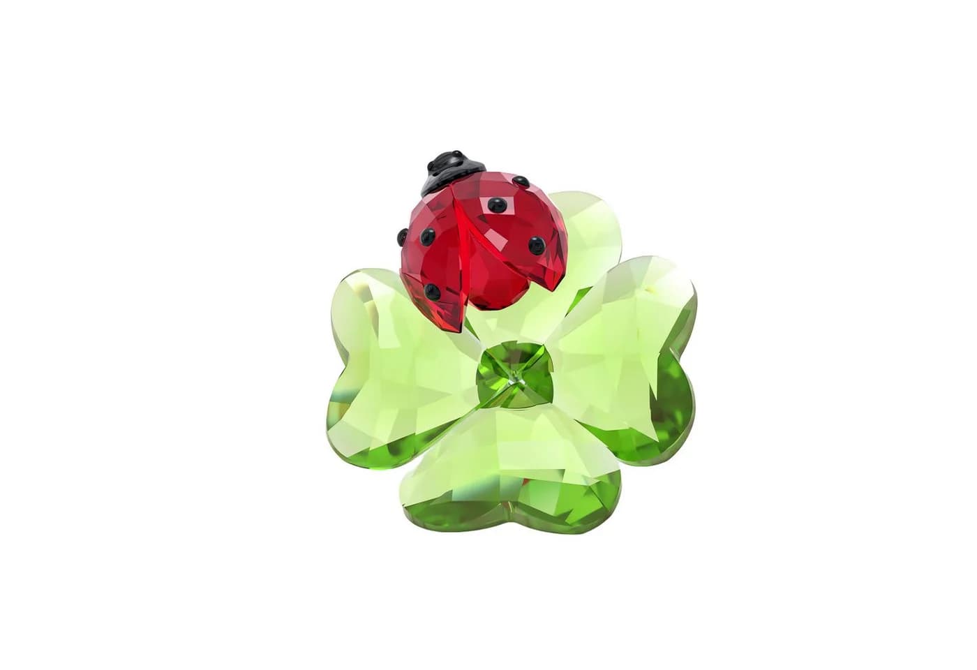 Swarovski Dekofigur Idyllia Marienkäfer und Glücksklee Kristall