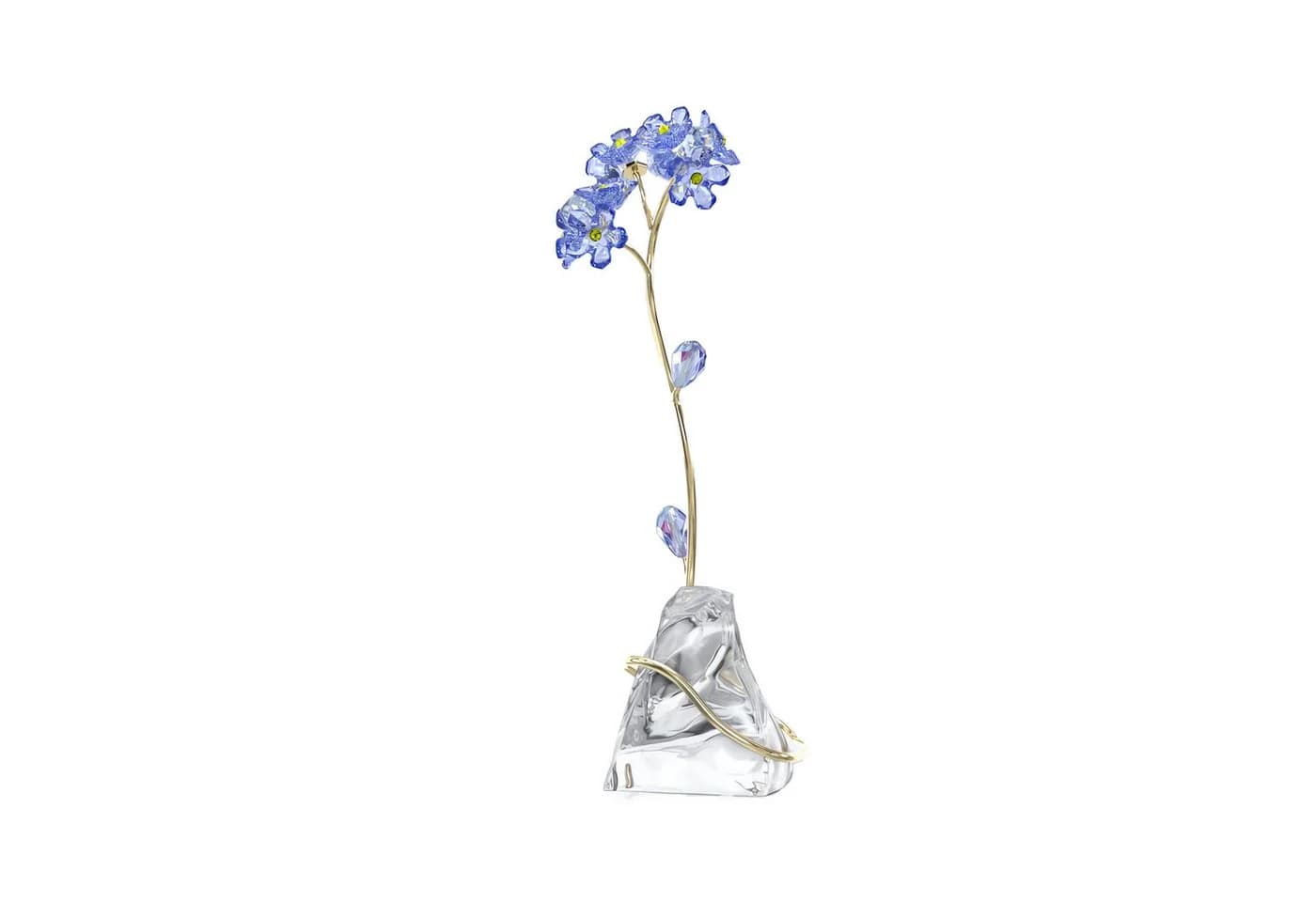 Swarovski Dekofigur Vergissmeinnicht Kristall blau gold - Bild 3