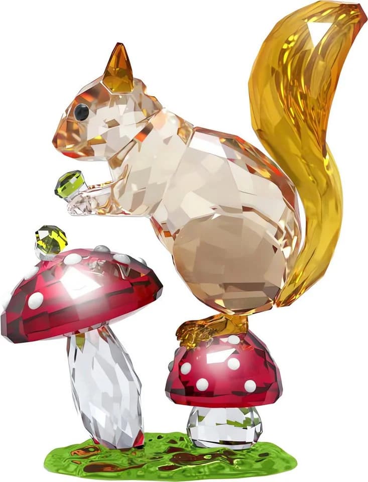 Swarovski Tierfigur Deko Kristallfigur Sammelfigur Idyllia Eichhörnchen und Pilze