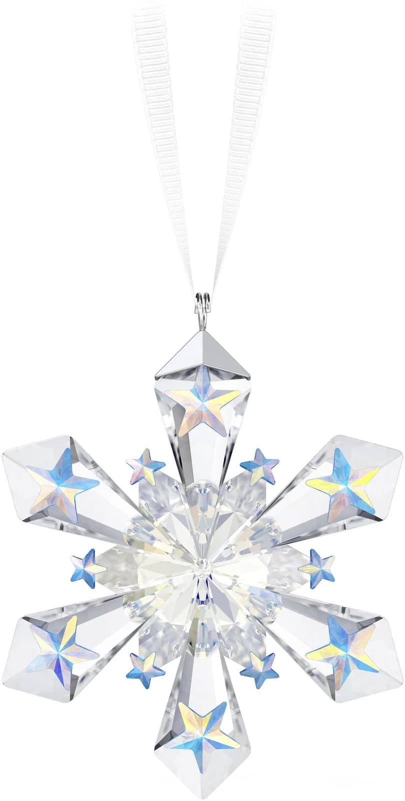Swarovski Dekohänger Kristall Stern Ornament Weiß/Silber Aurora Borealis