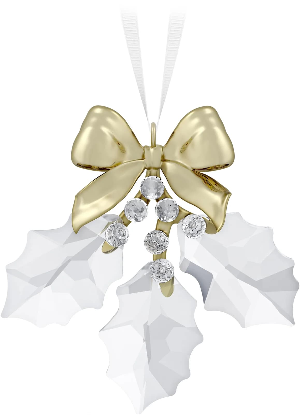 Swarovski Dekohänger Holiday Magic Stechpalmenblätter Ornament Kristallweiß Gold