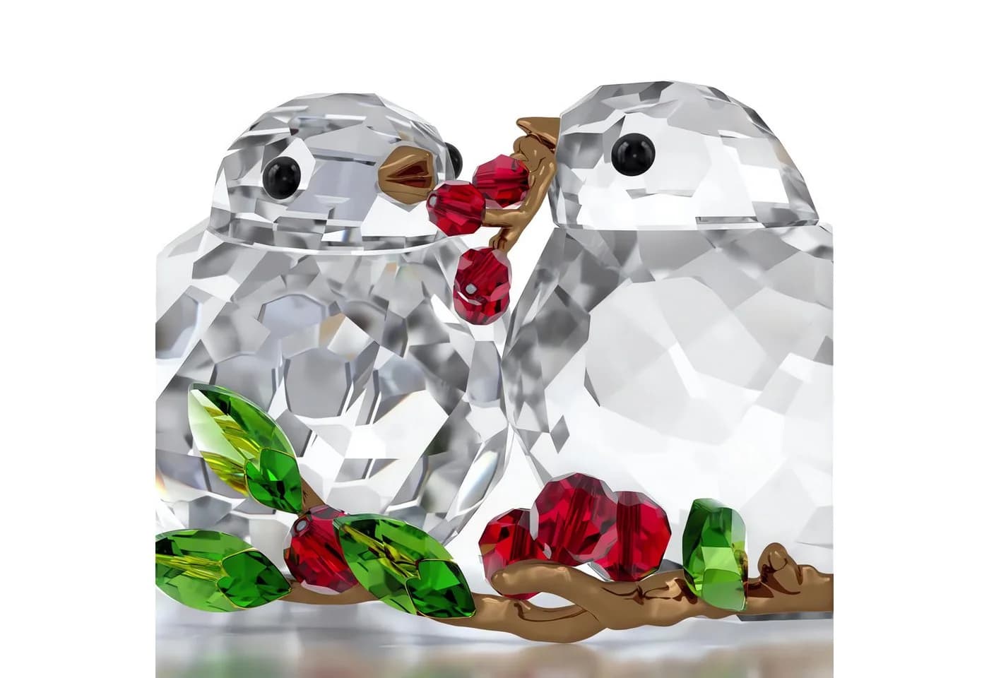 Swarovski Dekofigur Kristallfigur Idyllia Vogelpaar und Beeren, Kristallweiß, Rot, Grün, Grau, Bronzefarben - Bild 4