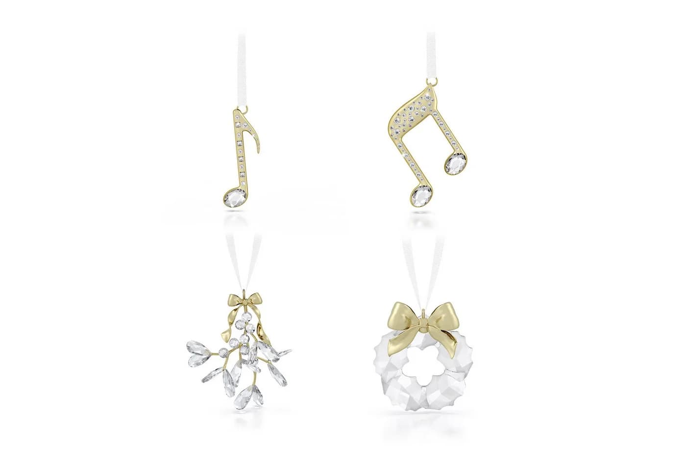 Swarovski Dekohänger Kristallfigur Misteln Ornament Champagner-Gold