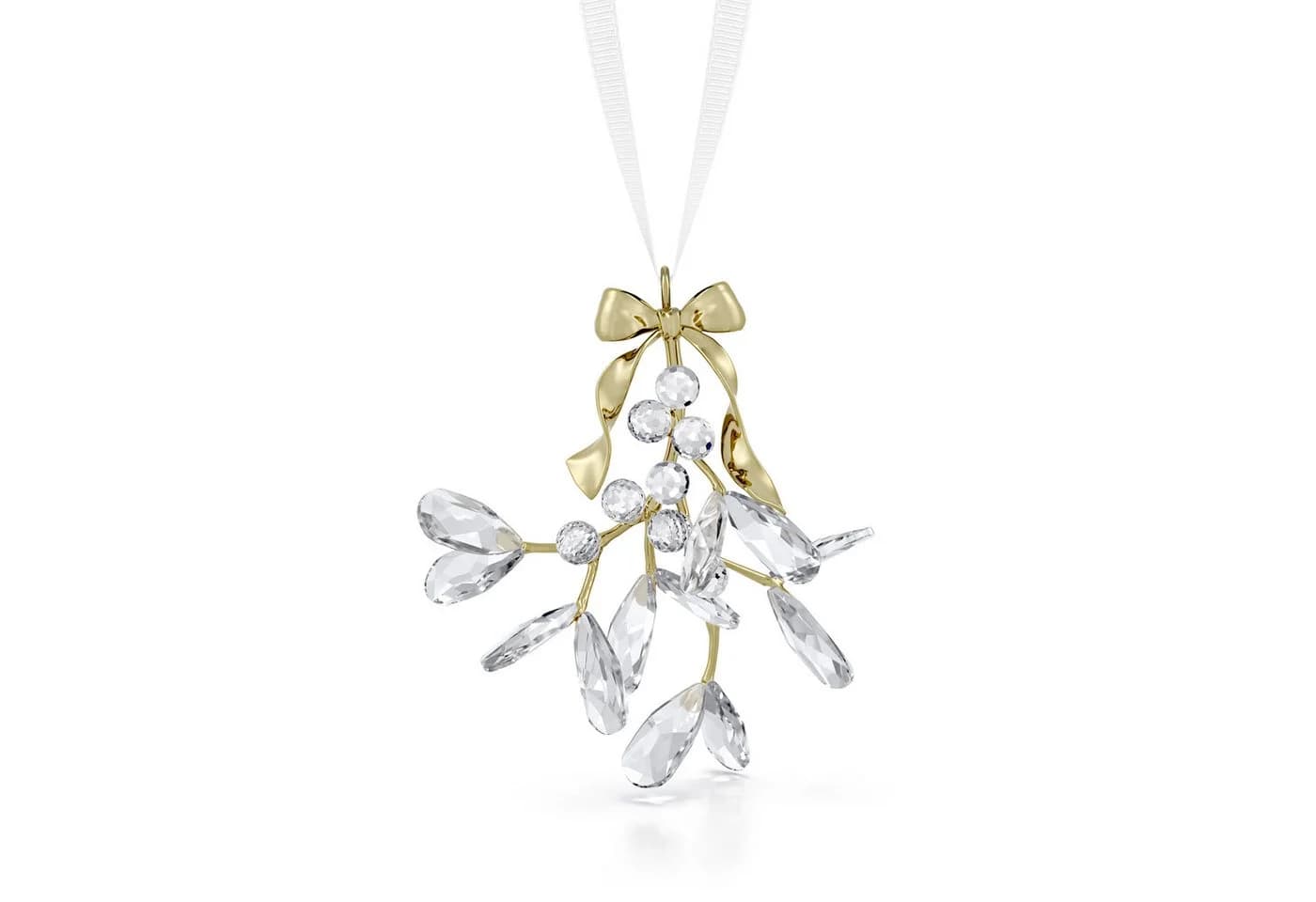 Swarovski Dekohänger Kristallfigur Misteln Ornament Champagner-Gold - Bild 2