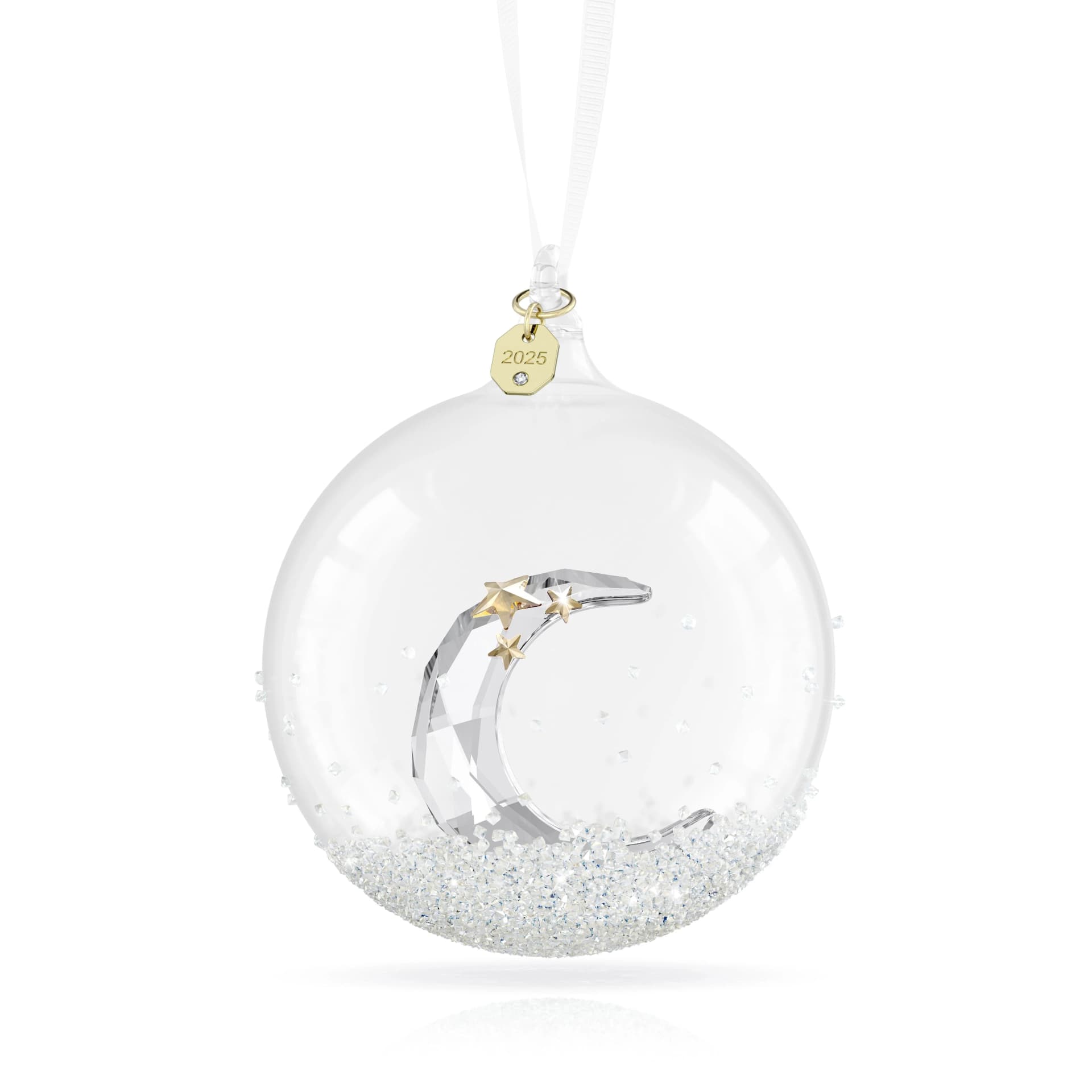 Swarovski Kristallfigur Sammelfigur Annual Edition Weihnachtskugel Weiß Goldfarben Weiß