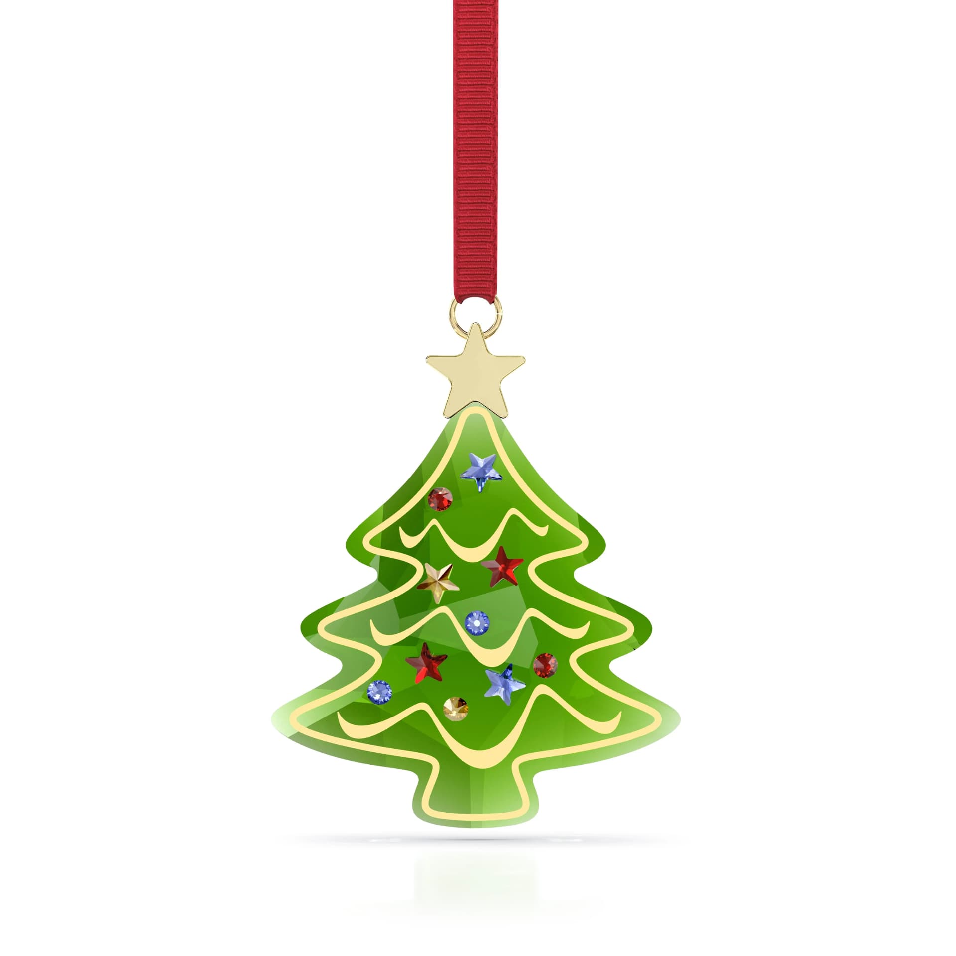 Swarovski Kristallfigur Sammelfigur Weihnachtsbaum Ornament Grün Gold Rot Blau Dekohänger