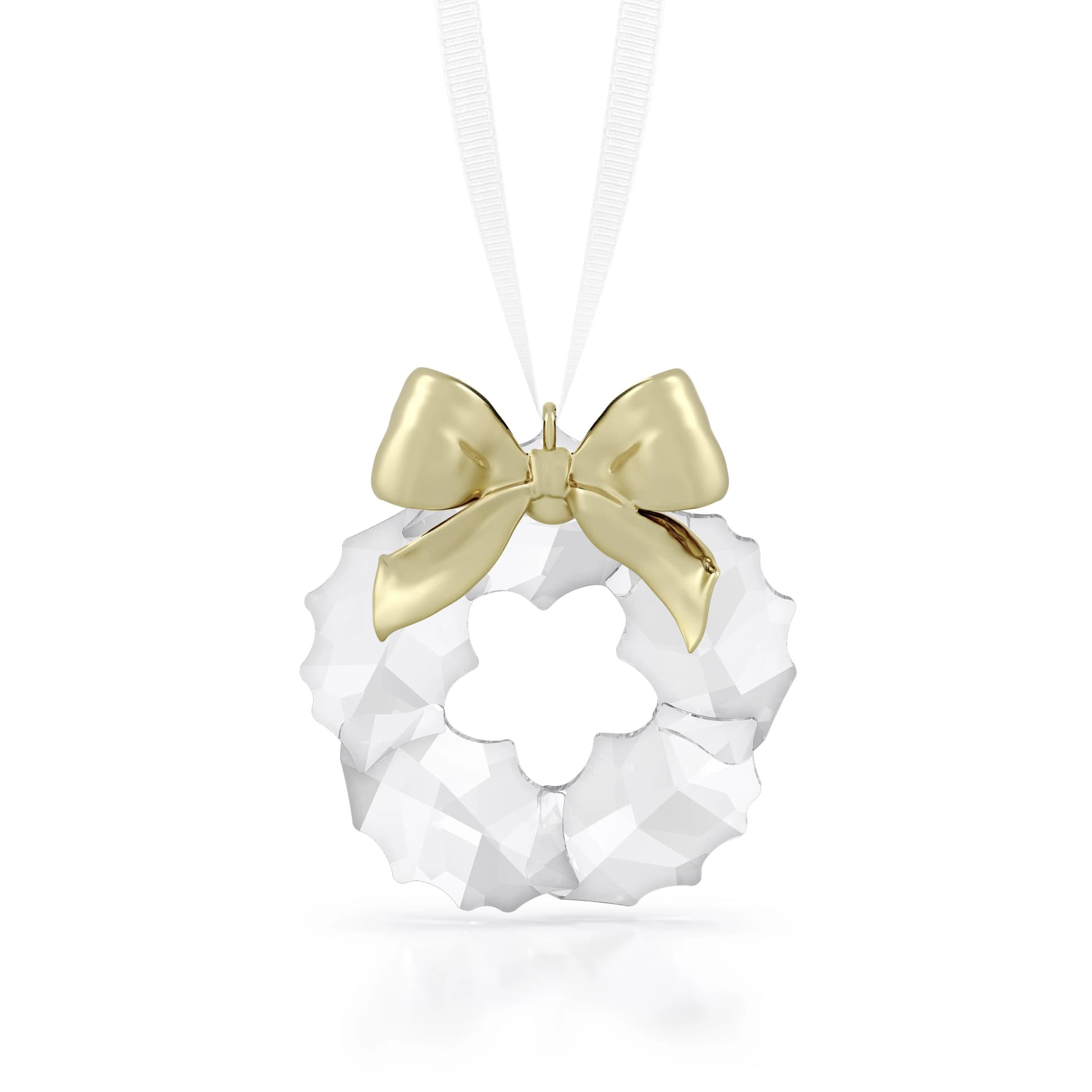 Swarovski Kristallfigur Kranz Ornament Weiß Goldfarben