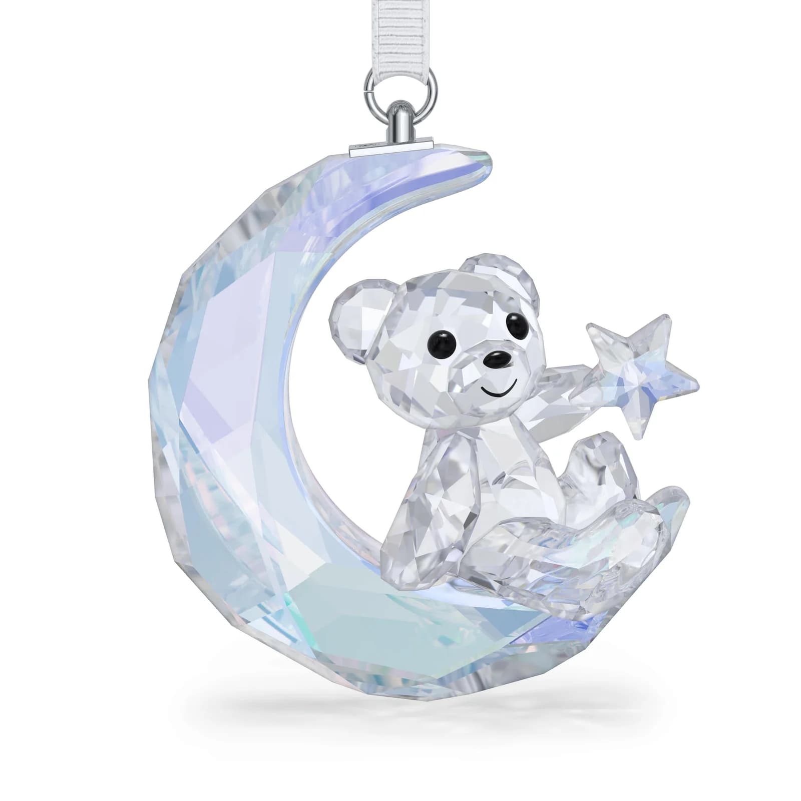 Swarovski Dekohänger Kristallfigur Kris Bär Mond Ornament Weiß/Metall