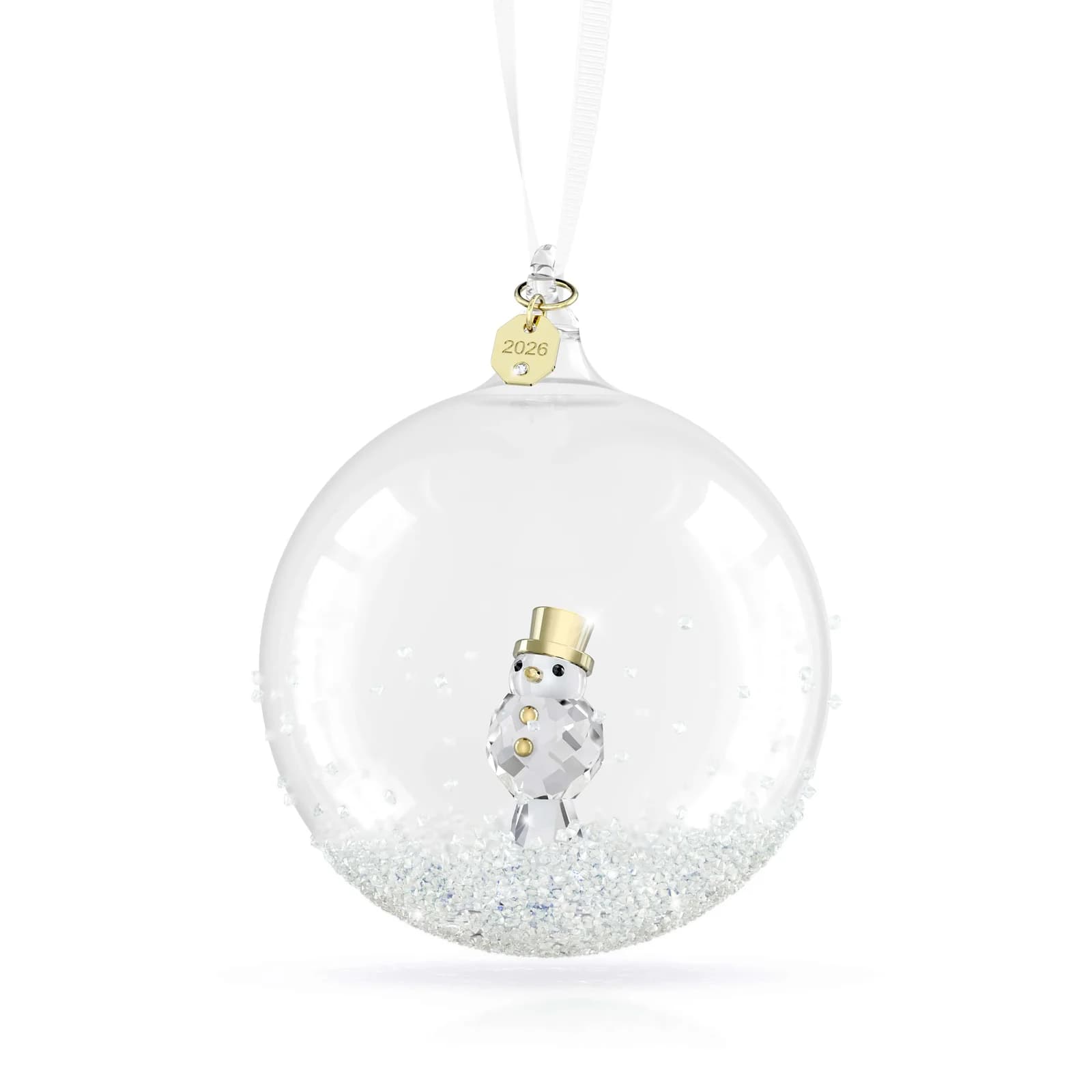 Swarovski Dekohänger Weihnachtskugel Kristallfigur Jahresausgabe Gold/Weiß