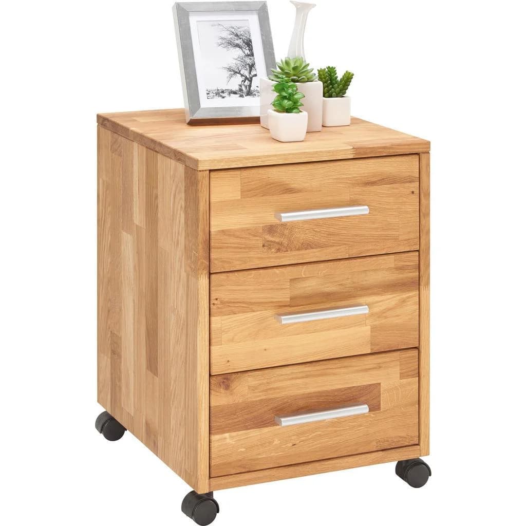 Linea Natura Rollcontainer Wildeiche Massiv 3 Schubladen
