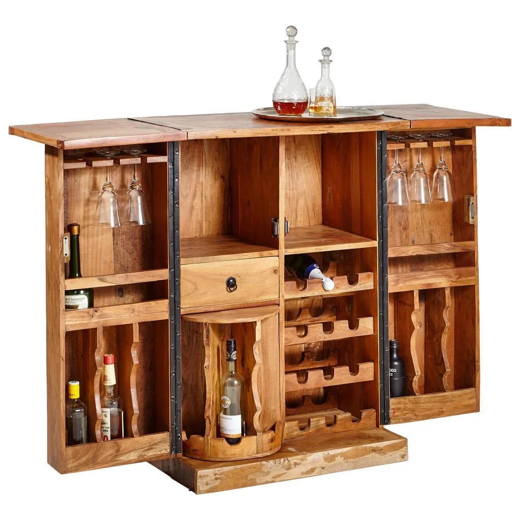 Landscape Barschrank Mehrfarbig Holz Recyclingholz Massiv 2 Fächer 1 Schublade