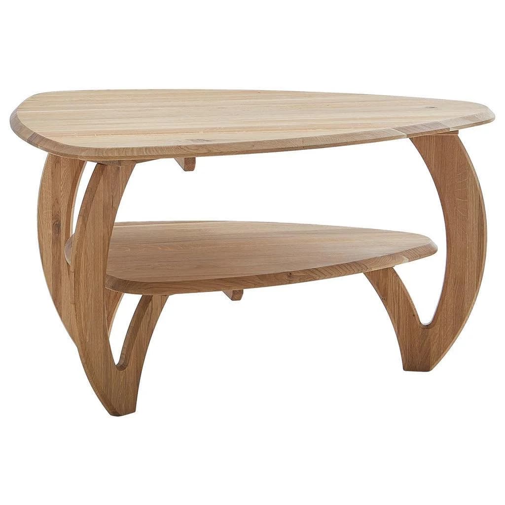 Linea Natura Couchtisch Wildeiche massiv mit zwei Ablagen