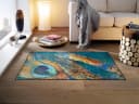 wash+dry by Kleen-Tex Teppich Exotic Pavo Bunt Petrol Rutschhemmend Waschbar Bild 1