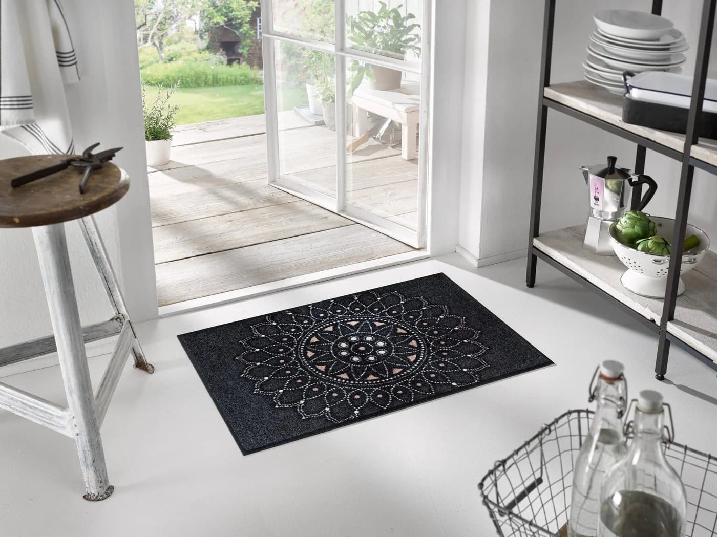 wash+dry by Kleen-Tex Fußmatte Purnima Grau Mandala