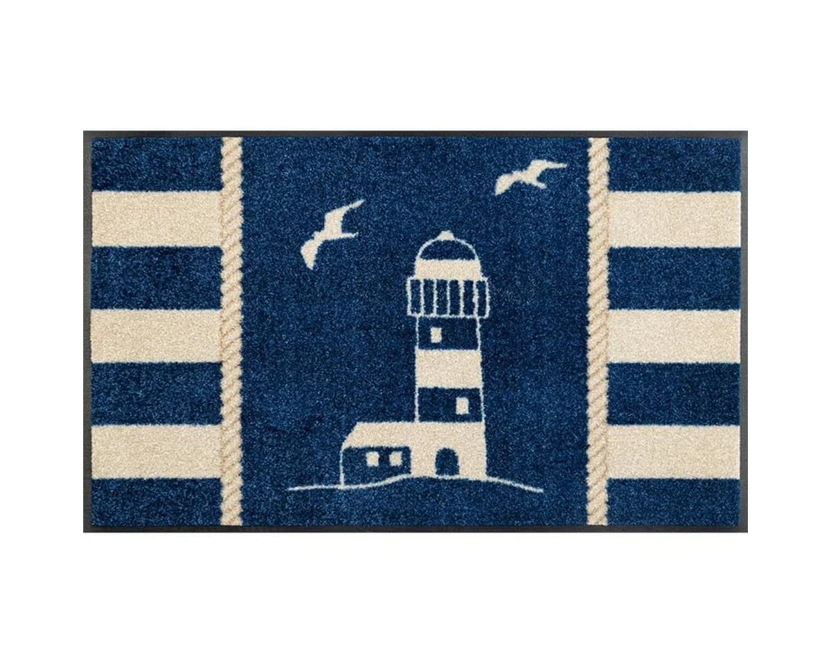 wash+dry by Kleen-Tex Fußmatte Sea View Blau Leuchtturm