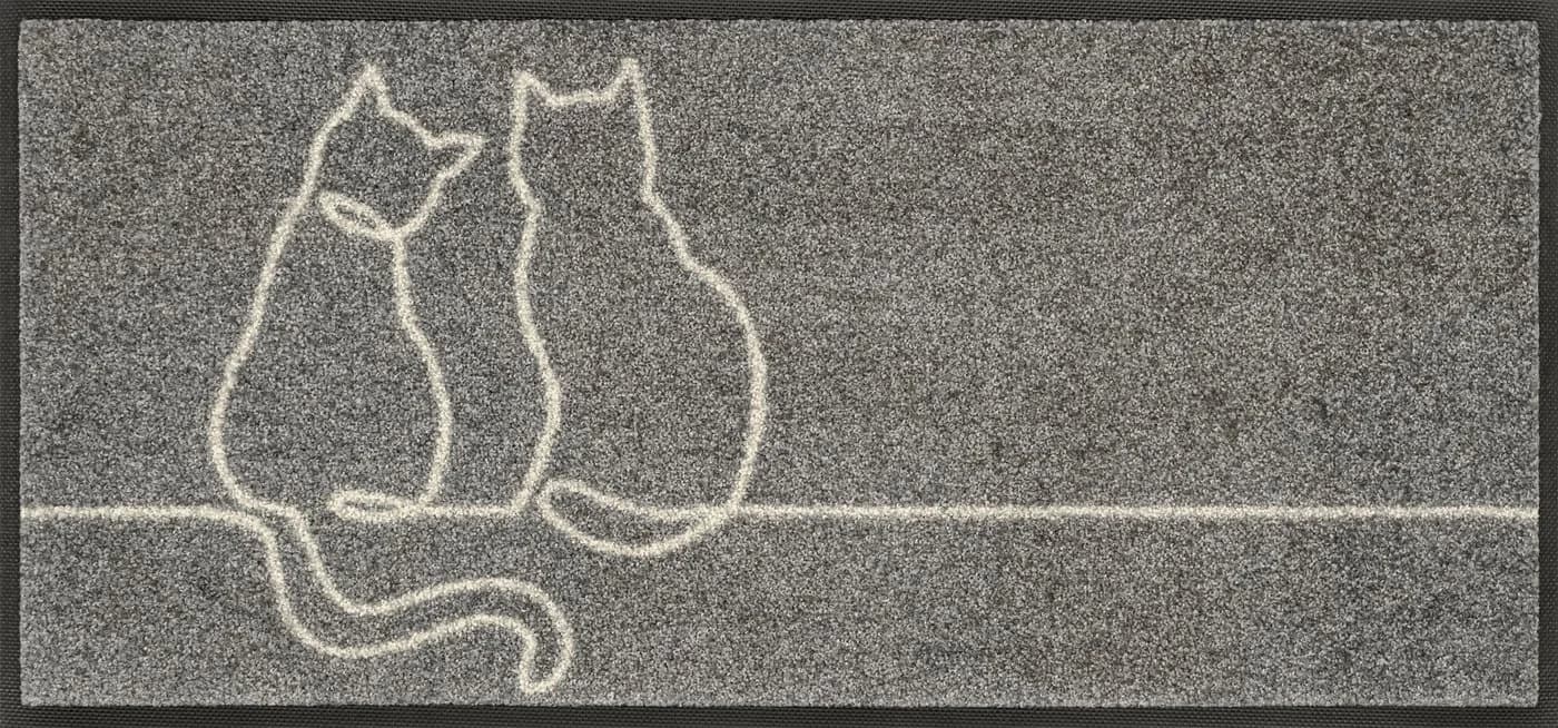 Fußmatte Gr. 2 grau-ecru Katzen-Motiv Polyamid - Bild 2
