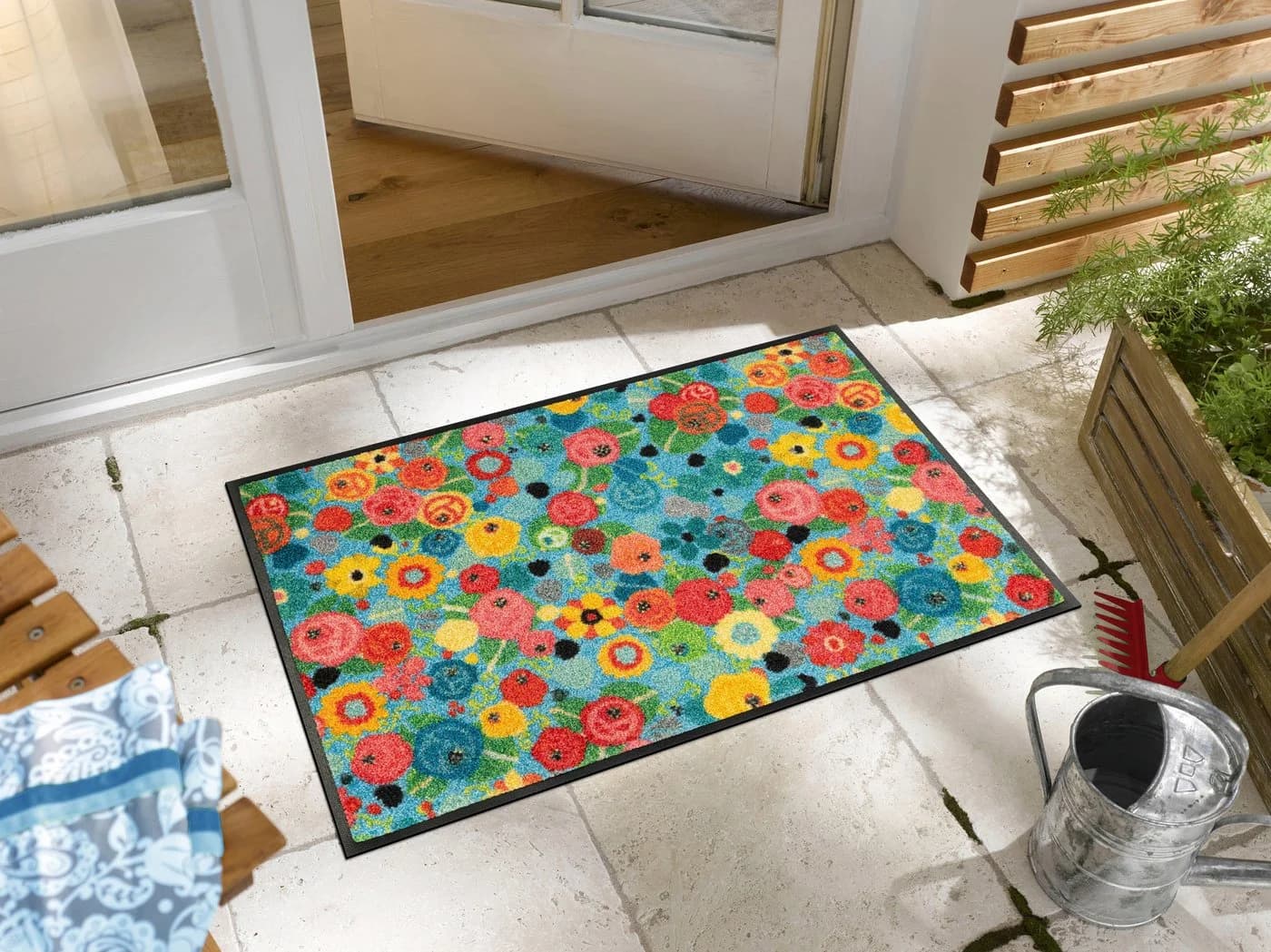 wash+dry by Kleen-Tex Fußmatte Flower Power Bunt Polyamid