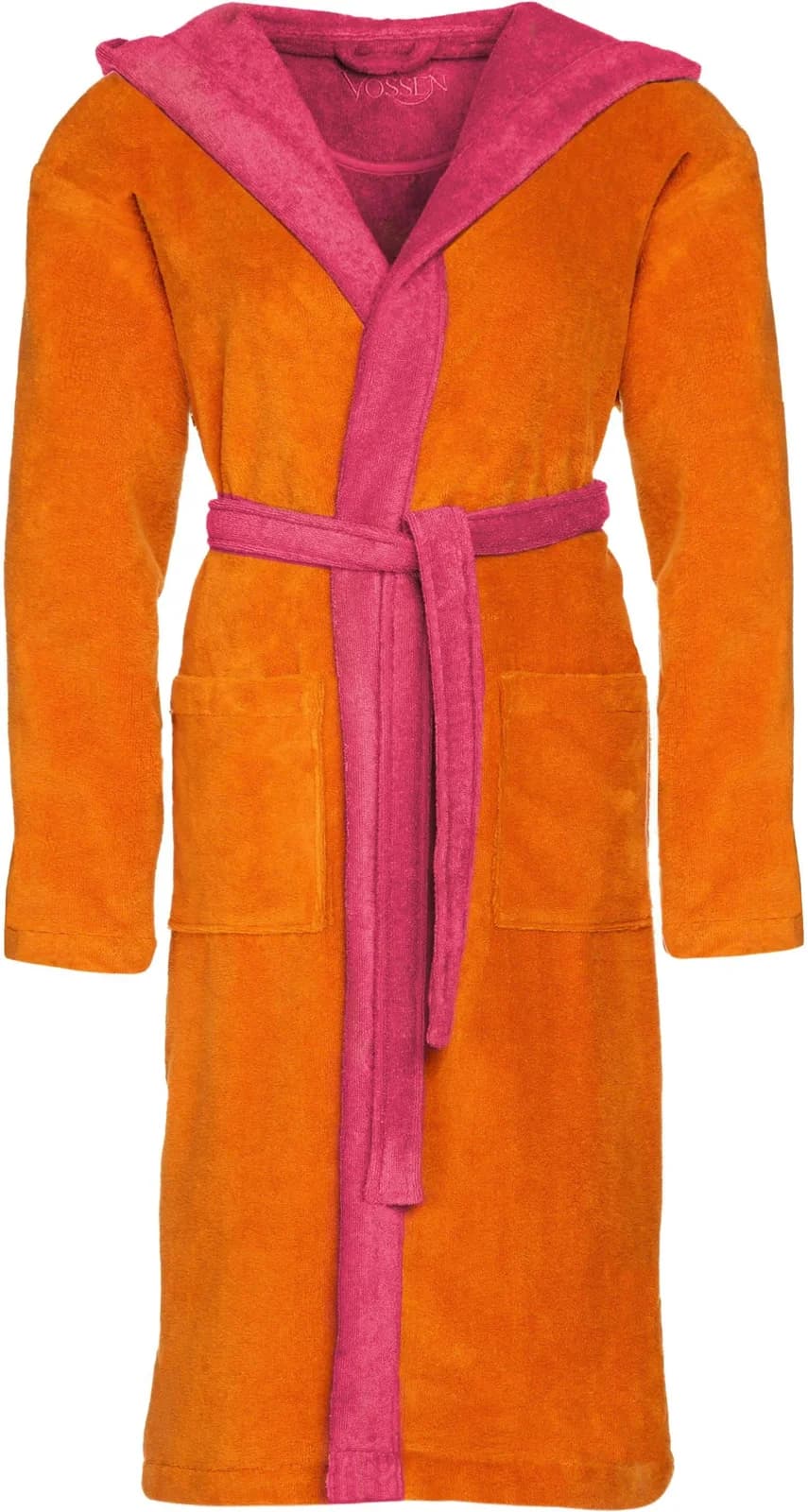 Bademantel VOSSEN Poppy Kapuze Orange Rosa 115cm