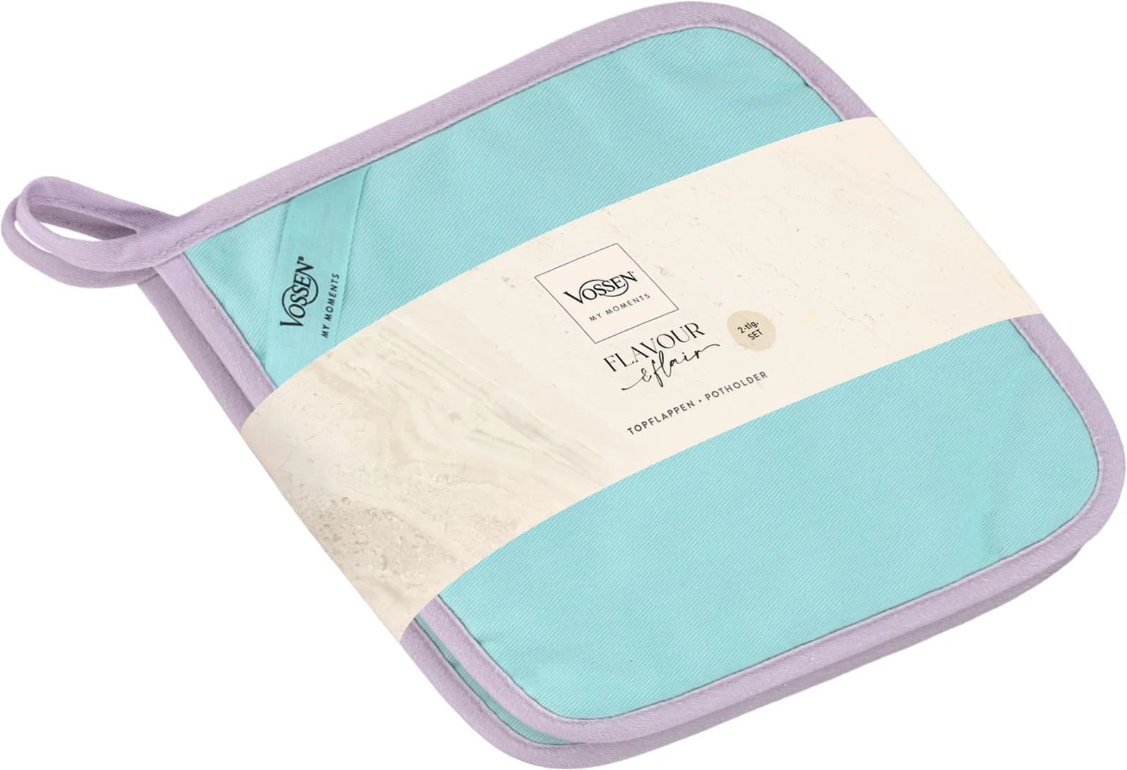 VOSSEN Topflappen Set 2x blau mit Silikonbeschichtung