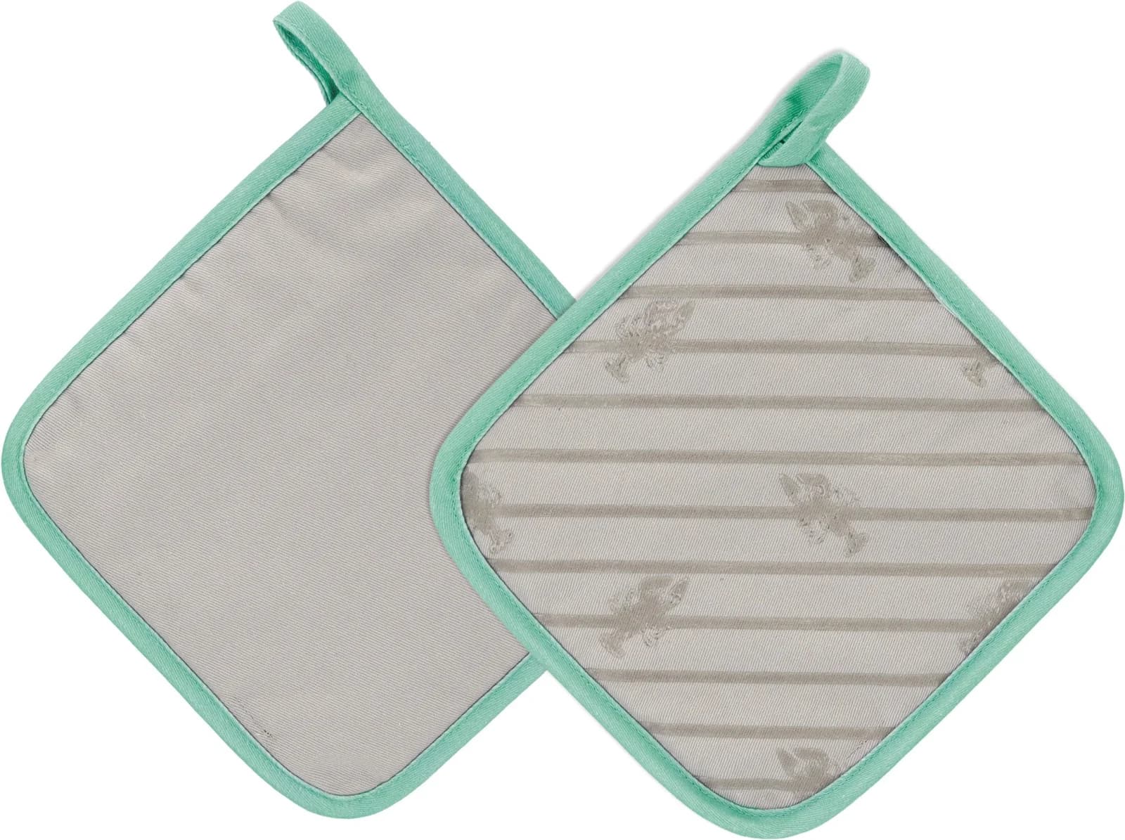 VOSSEN Topflappen Set "Oven Chic" 2x Grau Silikonbeschichtung