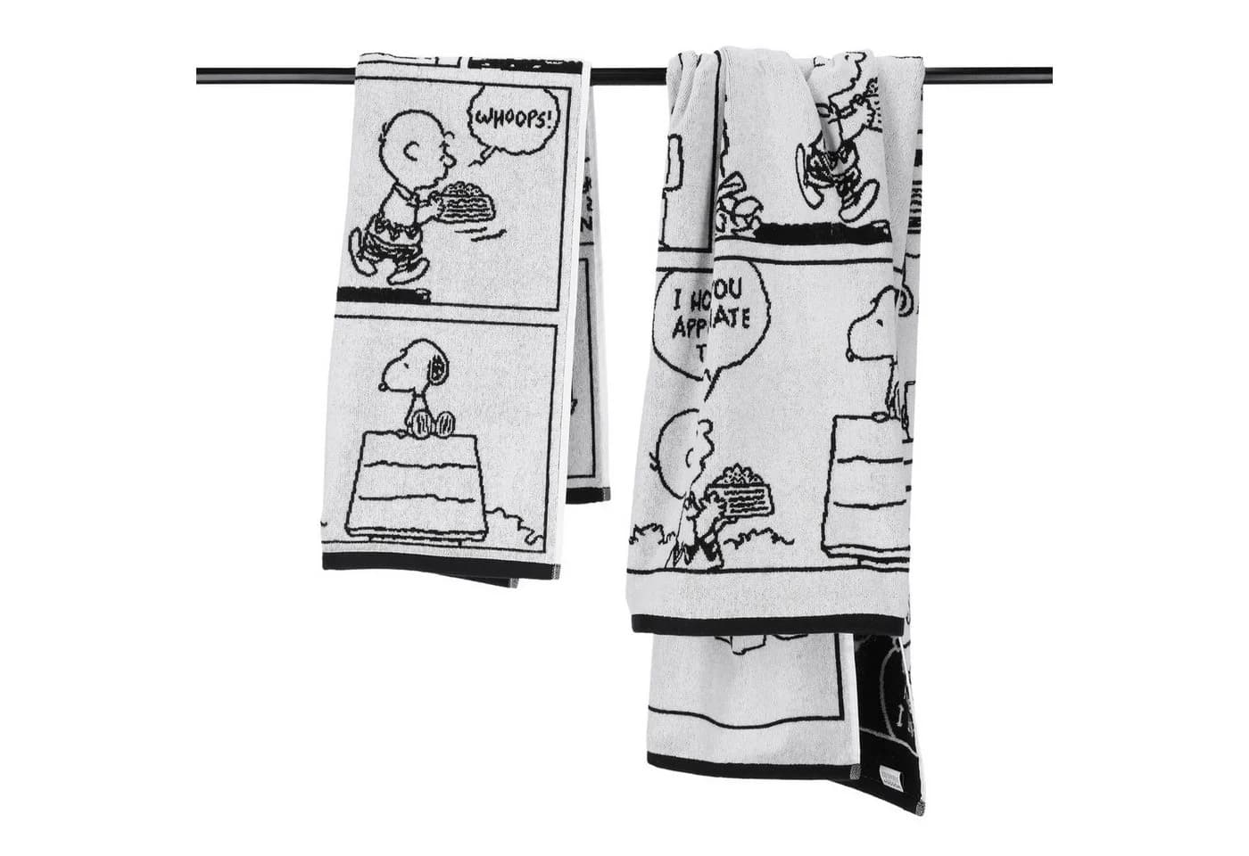 Vossen Handtücher PEANUTS Moments Frottier 100% Baumwolle Schwarz-Weiß - Bild 3