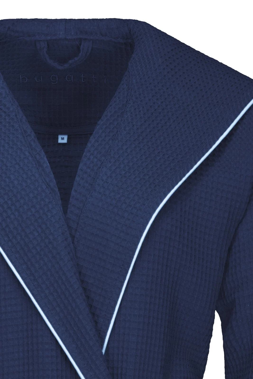 Herrenbademantel BUGATTI Tizian marineblau Piqué 125cm
