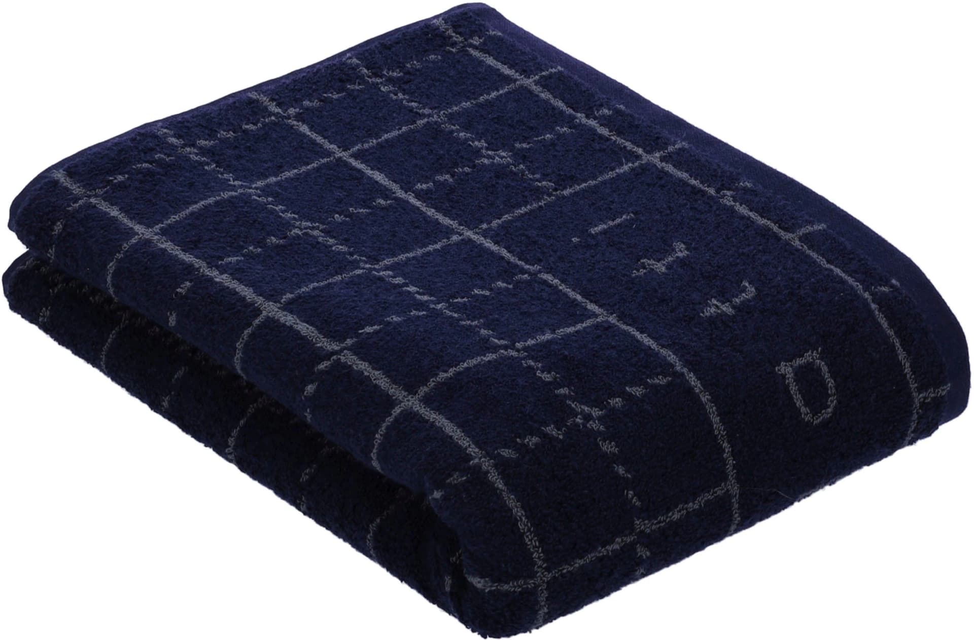 BUGATTI Badetuch Perezzi Marineblau Jacquard Karo 100% Baumwolle