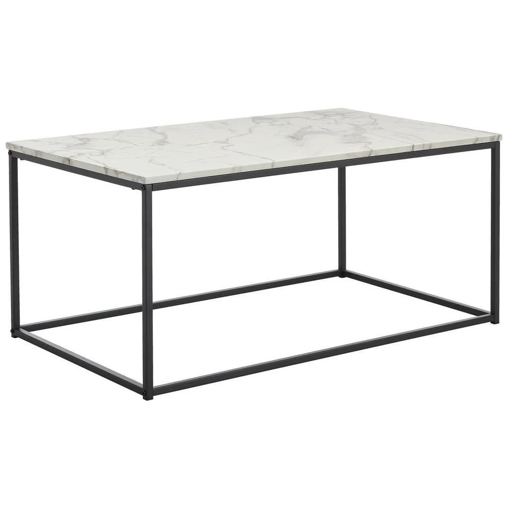 Mid.you Couchtisch Marmor-Optik Schwarz Weiß Metall Holzwerkstoff