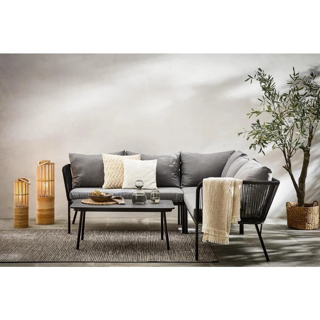 Ambia Garden Loungegarnitur 4-tlg. Schwarz/Grau mit Kissen