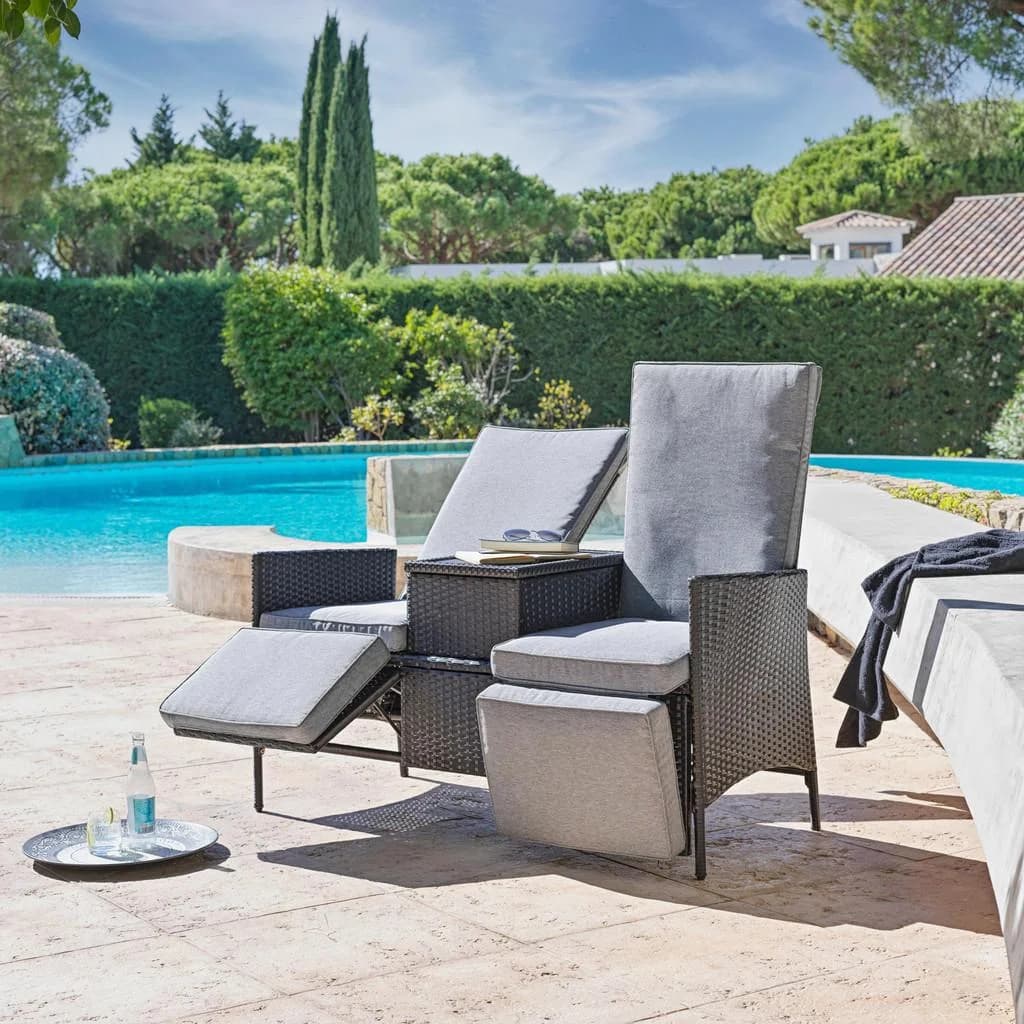Ambia Garden Balkonset 2-Sitzer Grau Metall Kunststoff